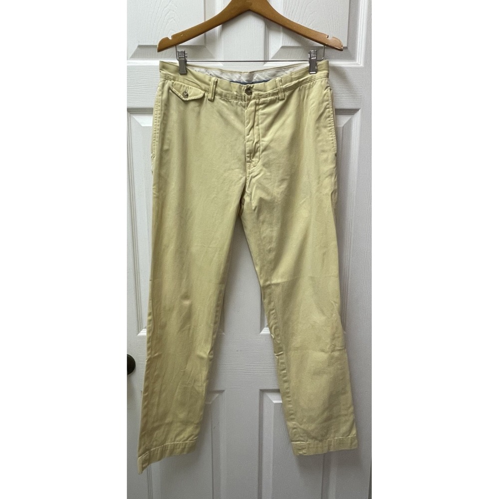 Vintage Polo Ralph Lauren Men's Preston Pants 32x32 Khaki Yellow Chinos Cotton